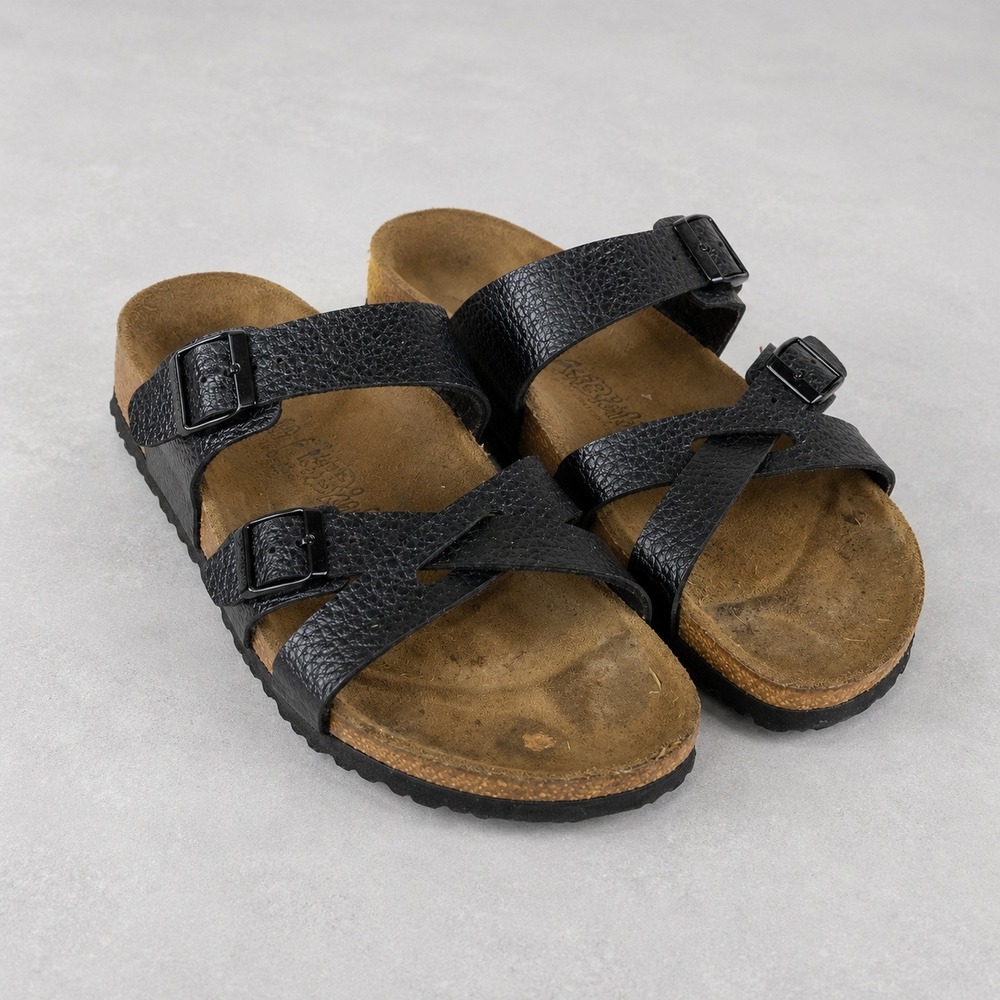 Birkenstock Birki's Salina Sandals Womens 38 Black Slide Buckle Comfort Granola